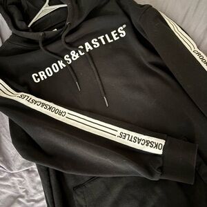 Crooks & Castles Black Hoodie with White Accents